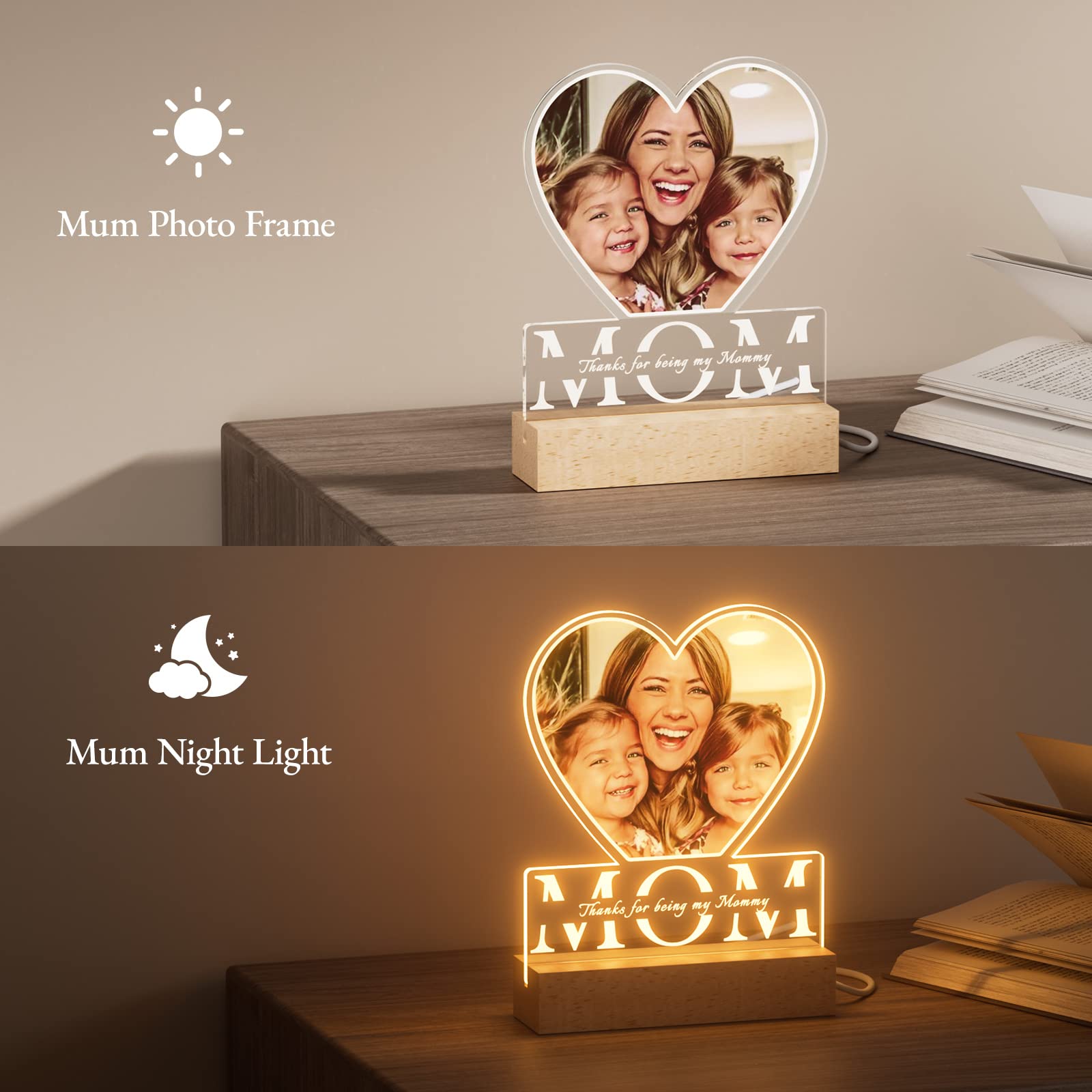 Bemaystar Mothers Day Gifts for Mom - Personalized Night Light